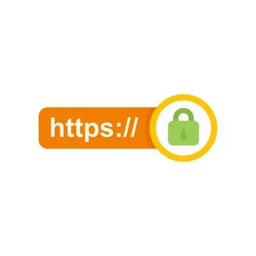 Https protocol symbol showing secure connection with padlock Illustration