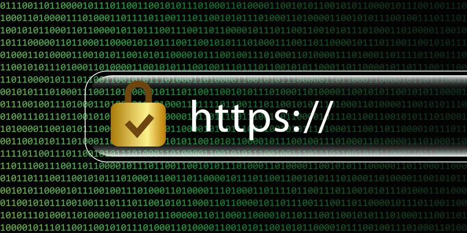 Https safe web digital binary code Stock Illustration
