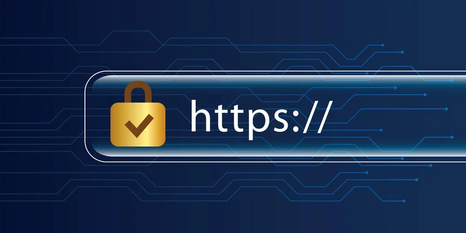 Https safe web online search blue digital background Stock Illustration