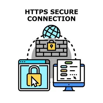 Https secure connection protecting global internet data Stock Illustration