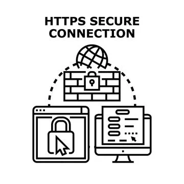 Https secure connection protecting global internet data Stock Illustration