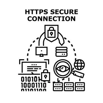 Https secure connection protecting internet data privacy Stock Illustration
