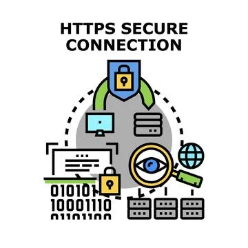 Https secure connection protecting internet data privacy Stock Illustration