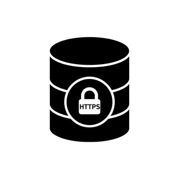 HTTPS Secure Database Connection Black Filled Style Icon Stockillustratie