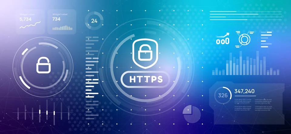 HTTPS secure internet protocol and web protection concept https icon with Stock Illustration