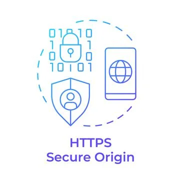 HTTPS secure origin blue gradient concept icon 库存插图