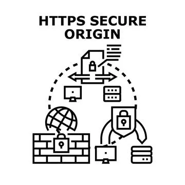 Https secure origin ensuring data integrity and protection Stock Illustration