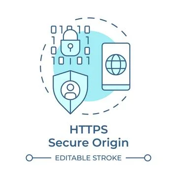 HTTPS secure origin soft blue concept icon Illustration