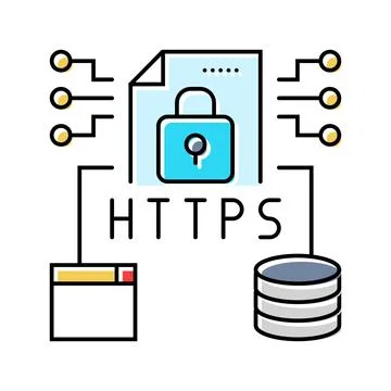 Https seo color icon vector illustration 库存插图