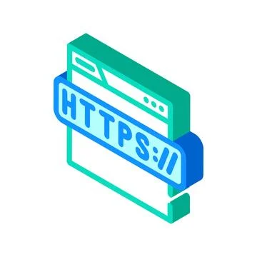 Https seo isometric icon vector illustration Illustration