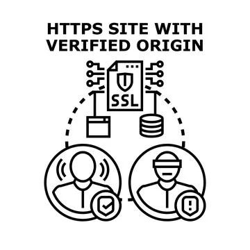 Https site with verified origin securing online connection Stockillustratie