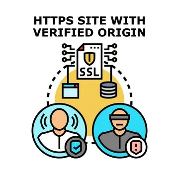 Https site with verified origin securing online connection Stock Illustration