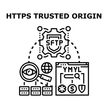 Https trusted origin secure data transfer concept Stock Illustration