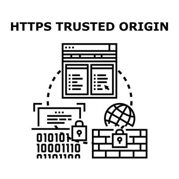 Https trusted origin for secure internet connection Illustration