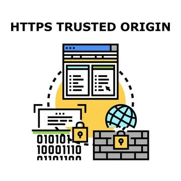Https trusted origin for secure internet connection Stock Illustration