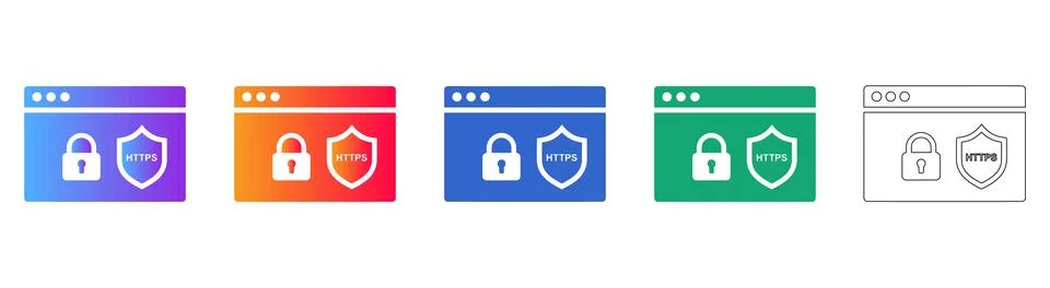 HTTPS Web Security Icon Set イラスト素材