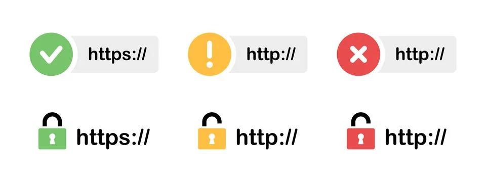 HTTPS website URL security icon. Network protection and privacy symbol. Dom.. Ilustración de archivo
