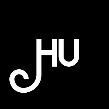 HU letter logo design on black background. HU creative initials letter logo.. Stock Illustration