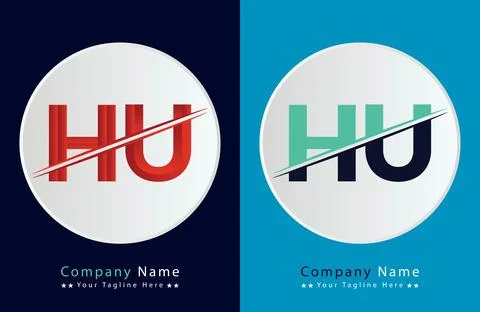 HU Letter logo design vector template. Stock Illustration