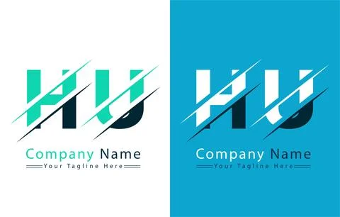HU Letter Logo Vector Design Concept Elements Stock Illustration