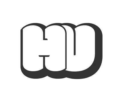 HU logo, bubble comic lettering, rounded in graffiti style black and white .. Stock Illustration