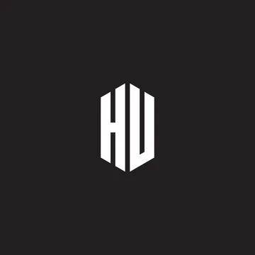 HU Logo monogram with hexagon shape style design template Stock Illustration