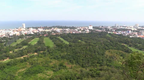 Hua Hin Golf Fields Panorama, Thailand Stock Footage 34647573