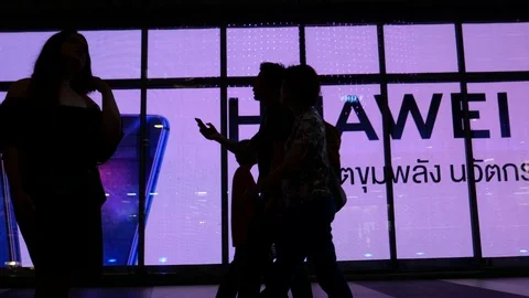 Huawei ads on the Digital board Stock-Footage 120573330