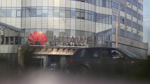 Huawei logo on building Stock-Footage 93159346