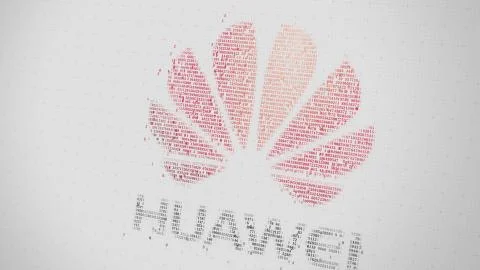 Huawei Technologies Co. Ltd. logo being made with many numbers. Digital business イラスト素材