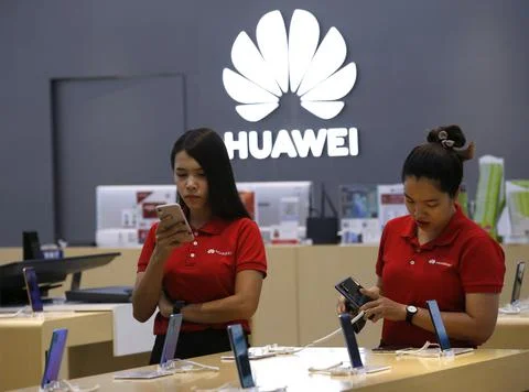 Huawei's use of Android restricted by Google, Bangkok, Thailand - 21 May 2019 Stock Photos