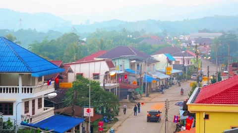 HUAY HAI, LAOS - CIRCA DEC 2013: Typical street in Huay Hai, Laos, from a hig 库存影片 49370859