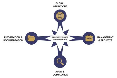 Hub and spoke model for executive oversight in compliance training Ilustración de archivo