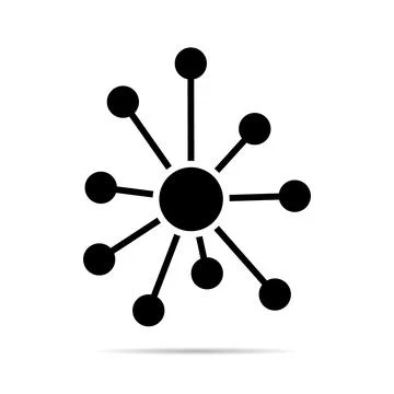 Hub flat network icon, connect structure vector symbol isolated on white back Stock Illustration