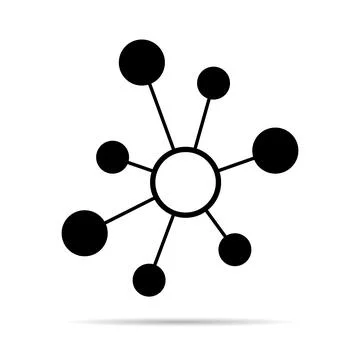 Hub flat network icon, connect structure vector symbol isolated on white back Stock Illustration