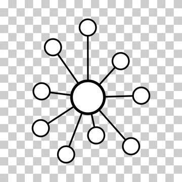 Hub flat network icon, connect structure vector symbol isolated background, t Illustrazione stock