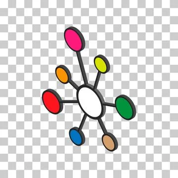 Hub isometric network icon, connect structure vector symbol isolated backgrou Stock Illustration