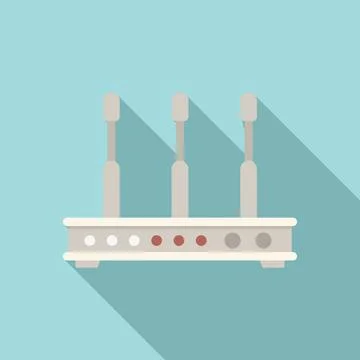 Hub modem icon flat . Computer wlan Illustrazione stock