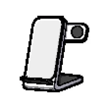 Hub multi device charging station pixel art vector illustration 스톡 일러스트