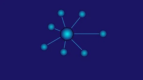 Hub network connection icon isolated on blue color illustration background. 库存插图