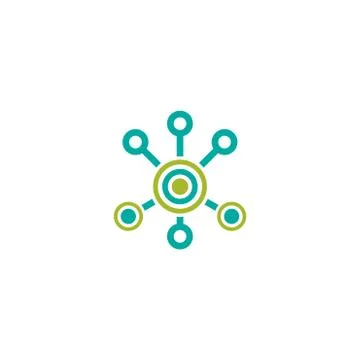 Hub network connection line icon isolated on white. Tech or technology logo.  Stock Illustration