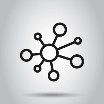 Hub network connection sign icon in flat style. Dna molecule vector illustrat Stock Illustration