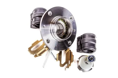 Hub, support, car, pads, bracket. a set for repairing the front suspension of Stock Photos