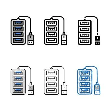 Hub usb color icon vector variants Stock Illustration