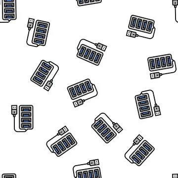 Hub usb vector seamless pattern Stock Illustration