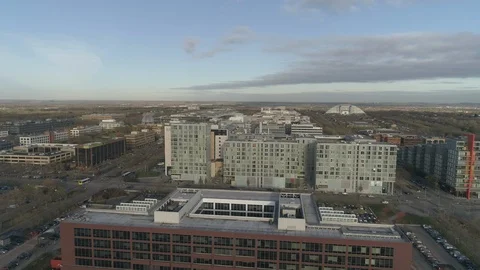 The HUB From With Xscape In Background Using A Drone Milton Keynes Video stock 92840335