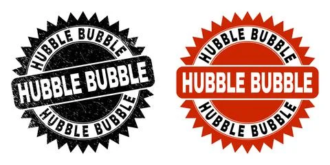 HUBBLE BUBBLE Black Rosette Stamp with Grunge Style Stock Illustration