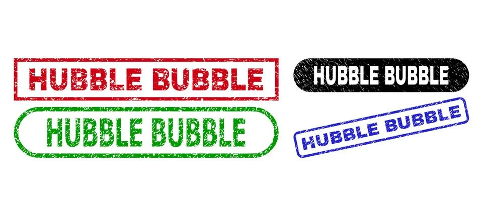HUBBLE BUBBLE Rectangle Watermarks with Grunge Style 스톡 일러스트