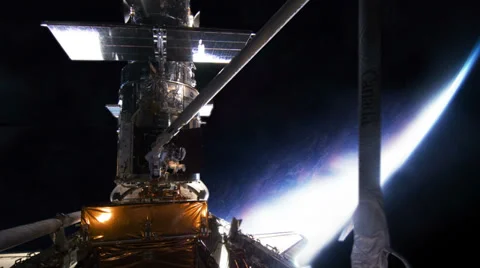 Hubble Space Telescope Being Worked On, 4K Stock Footage 37272840