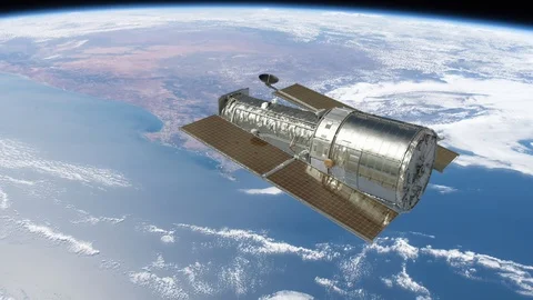 Hubble Space Telescope Floating Above Earth. Stock Footage 89135060